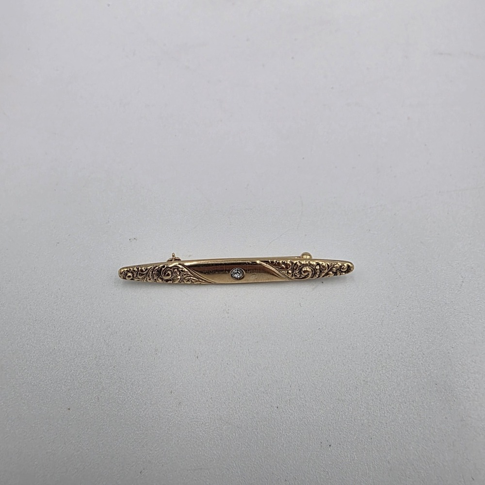 VTG Avon Staffordshire Gardens Bar Stick Pin Lapel Brooch Hat Stick Goldtone 2"